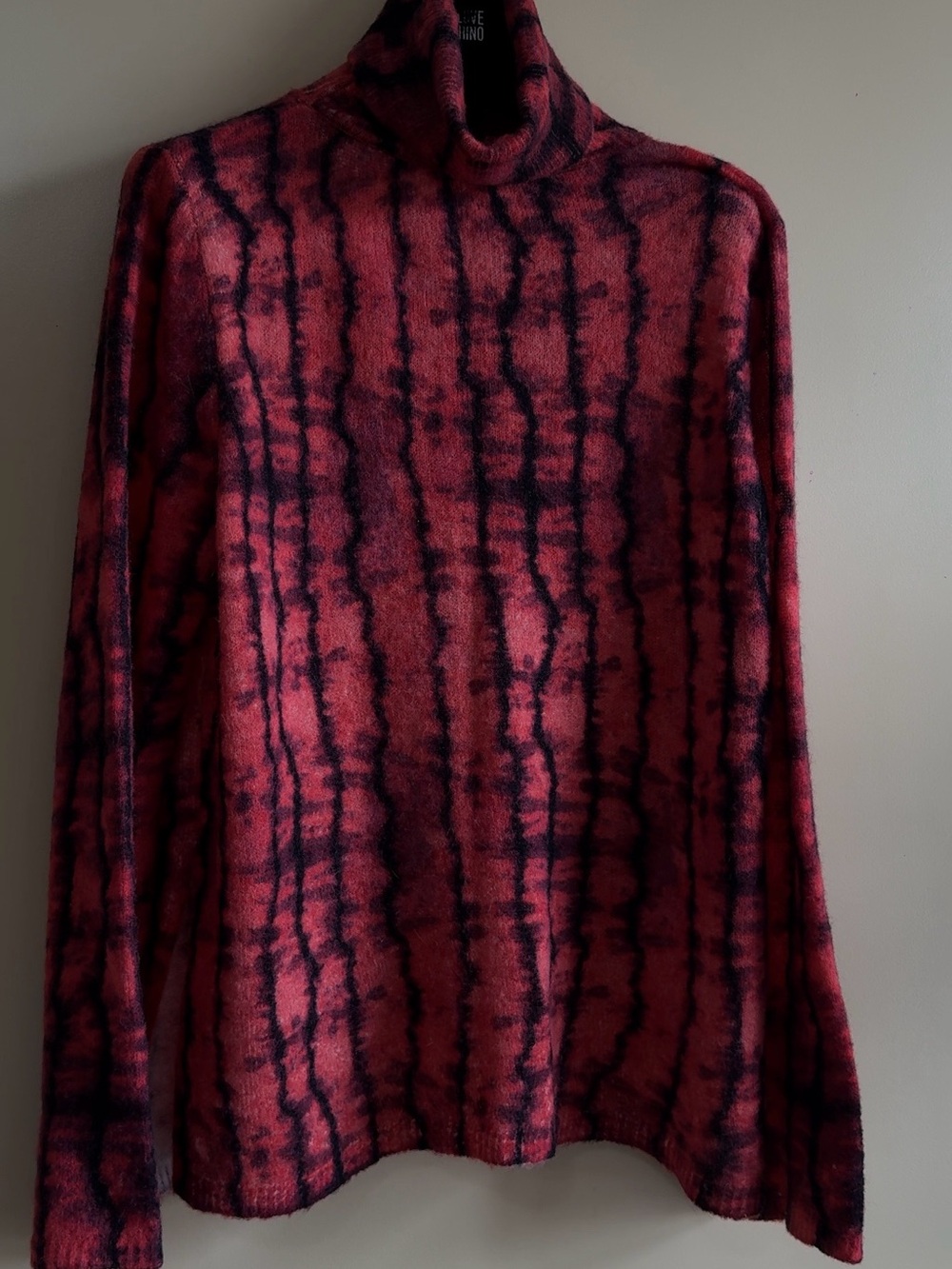 Zara Red and Black Patterned Turtleneck Sweater